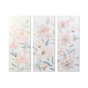 Maľba DKD Home Decor Kvety 55 x 3 x 135 cm Shabby Chic (3 Kusy)
