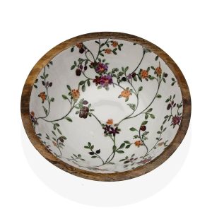 Miska na šalát Versa Kvety Porcelán Mangové drevo 30 x 10 x 30 cm