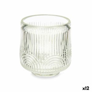 Svietnik Oruhy Transparentná Sklo 7,5 x 7,8 x 7,5 cm (12 kusov)