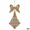 Vianočná ozdoba Laso Kosoštvorce champagne Plastické Trblietky 7,5 x 1 x 15,5 cm (24 kusov)