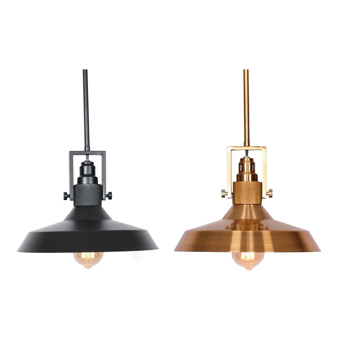 Stropné svetlo DKD Home Decor Čierna Zlatá Kov 50 W (2 kusov)