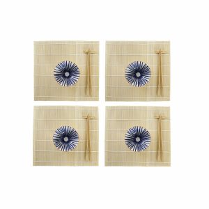 Sada na sushi DKD Home Decor 14,5 x 14,5 x 31 cm Modrá Biela Kamenina Orientálny (16 Kusy)