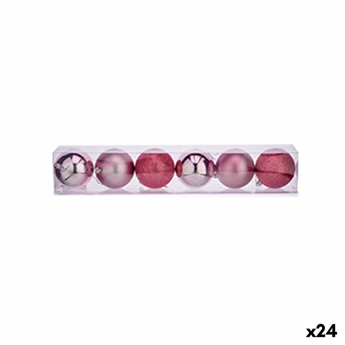 Sada vianočných gúľ Ružová Plastické ? 8 cm (24 kusov)