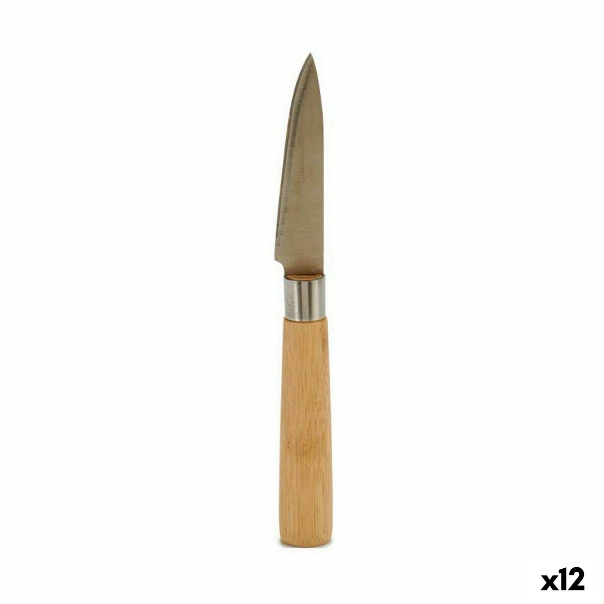Nôž na lúpanie Striebristý Gaštanová Nerezová oceľ Bambus 22 x 19,5 x 2 cm (12 kusov)
