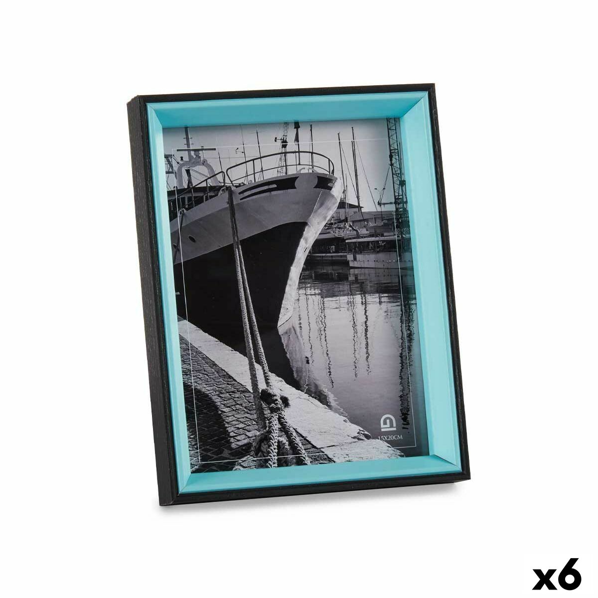 Rám na fotografie Sklo Čierna Modrá Drevo MDF (3 x 22 x 17 cm) (6 kusov)