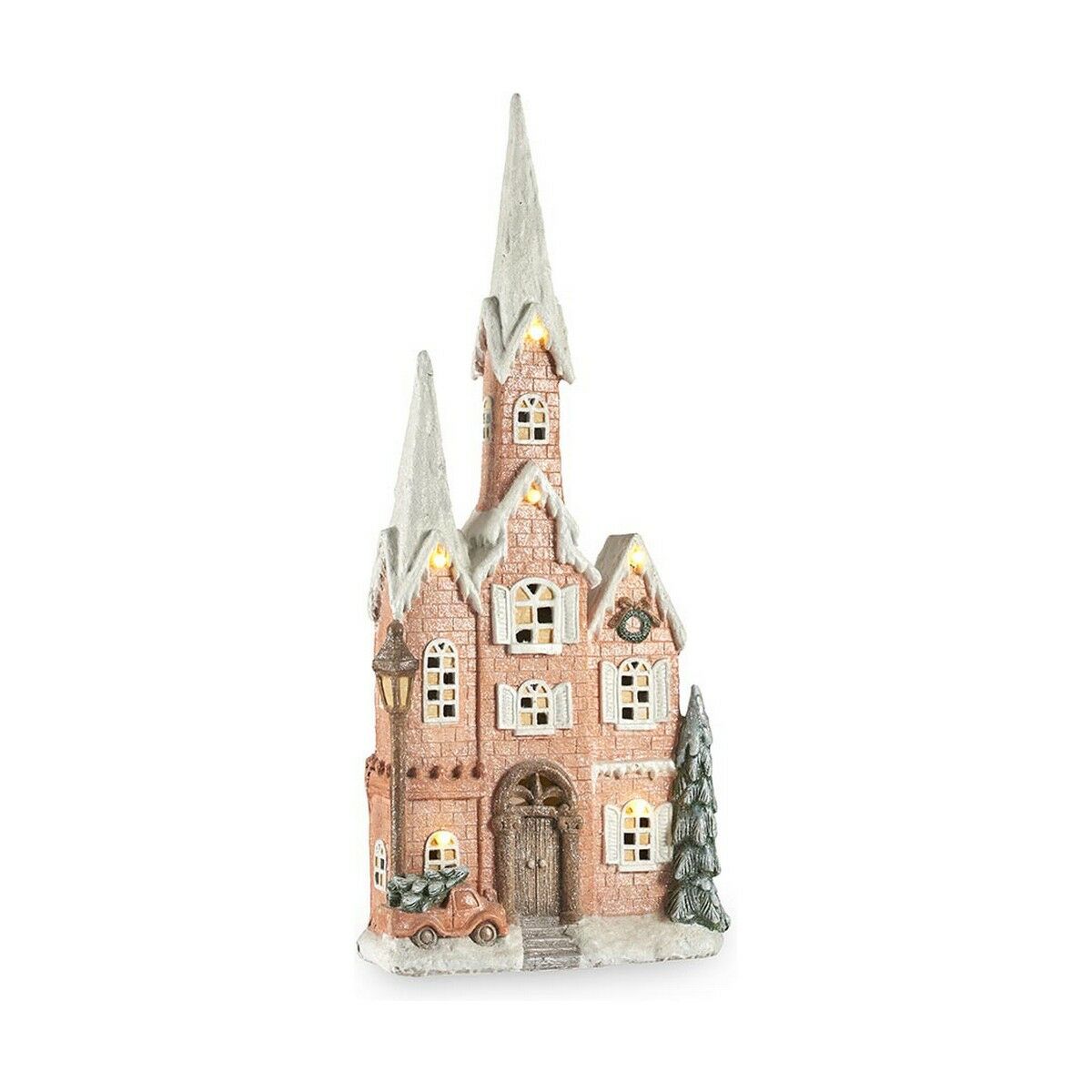 Dekoratívne postava Dom Vianoce LED Svetlý Ružová Hudba Biela Gaštanová zelená Magnézium 20 x 125 x 55 cm