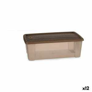 Nádoba na uskladnenie s vrchnákom Stefanplast Elegance Béžová Plastické 5 L 19,5 x 11,5 x 33 cm (12 kusov)