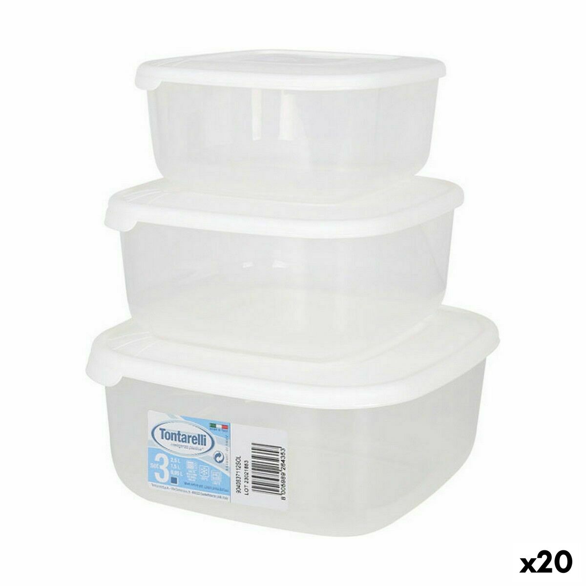 Súprava boxov 3 Tontarelli Family Biela 20 x 20 x 9,4 cm (20 kusov)