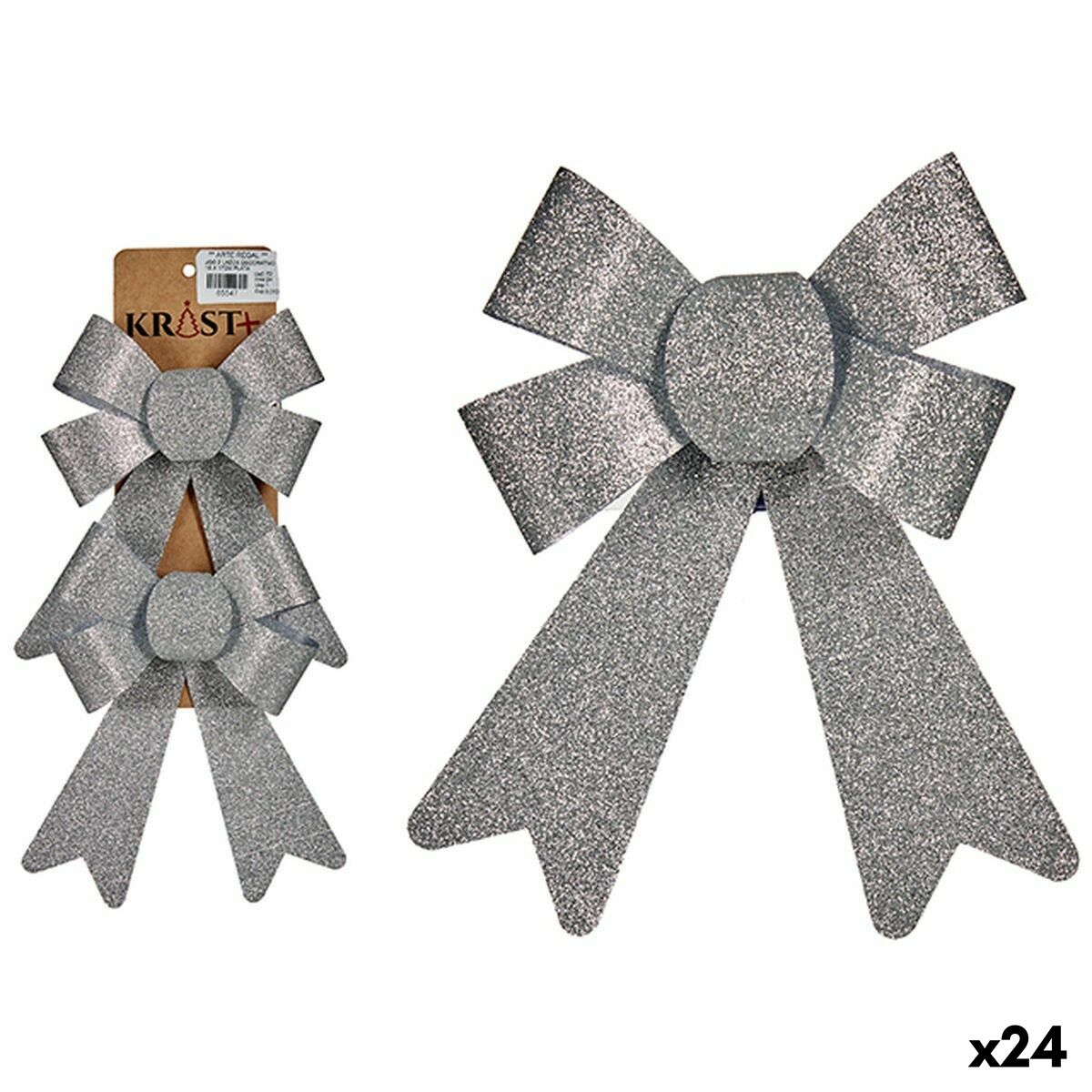 Sada vianočných ozdôb Laso Striebristý PVC 15 x 2 x 18 cm (24 kusov)