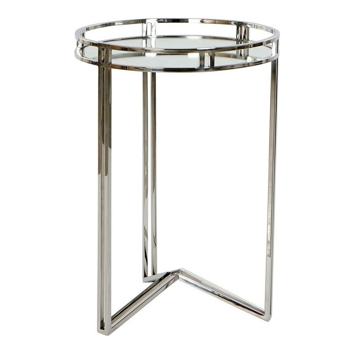 Postranný stolík DKD Home Decor Sklo Oceľ Striebristý (42 x 42 x 61 cm)