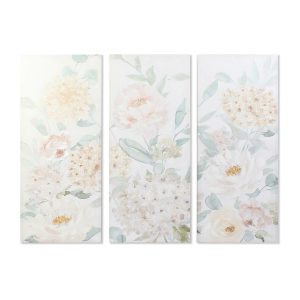Maľba DKD Home Decor Kvety 55 x 3 x 135 cm Shabby Chic (3 Kusy)