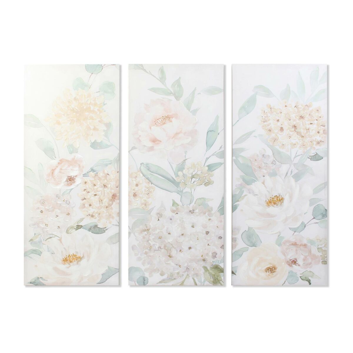Maľba DKD Home Decor Kvety 55 x 3 x 135 cm Shabby Chic (3 Kusy)