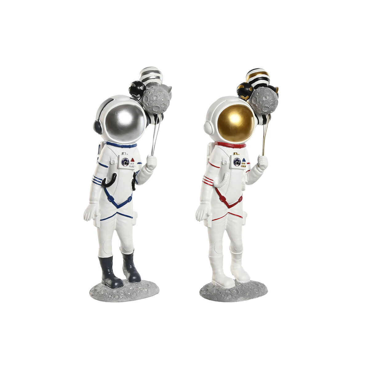 Dekoratívne postava Home ESPRIT Modrá Biela Červená Dáma Astronaut 16 x 12 x 41 cm (2 kusov)
