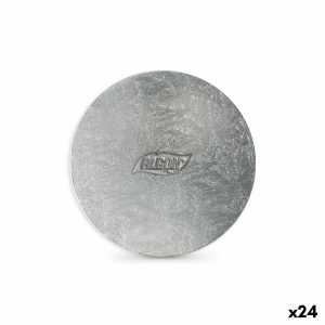 Podstavec na koláč Algon Striebristý 20 x 20 x 1 cm Okrúhly (24 kusov)