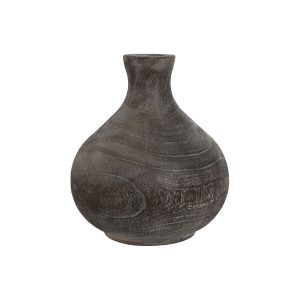 Váza Home ESPRIT Tmavo-sivá Drevo z Paulonie Koloniálny štýl Starožitný povrch 24 x 24 x 27 cm