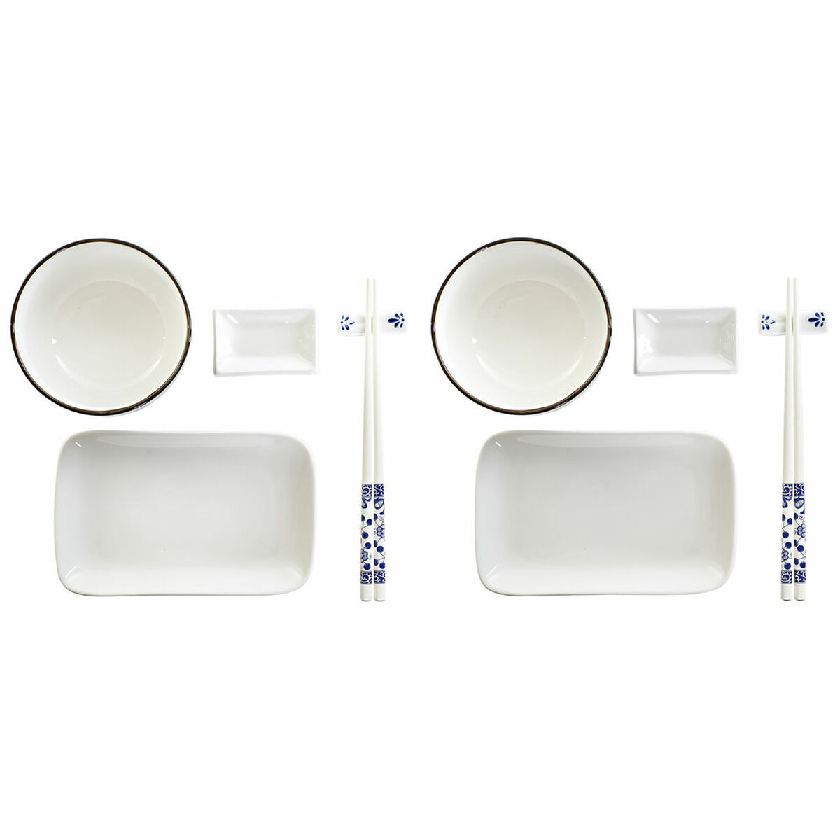 Sada na sushi DKD Home Decor 33,5 x 34,5 x 9 cm Porcelán Biela Námornícka modrá Orientálny (33,5 x 34,5 x 9 cm)