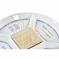 Tácka na chuťovky DKD Home Decor Modrá Prírodná Bambus Kamenina Stredozemný 23,5 x 23,5 x 7 cm
