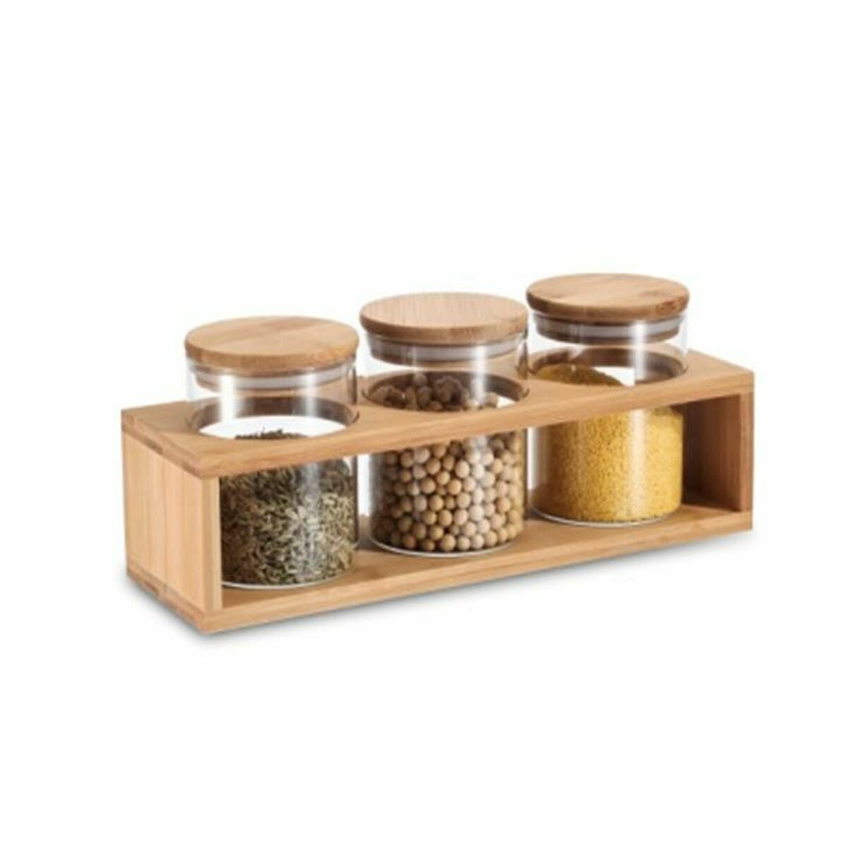 Sada 3 dóz DKD Home Decor 31 x 11 x 11,5 cm Prírodná Bambus Borokremičité sklo