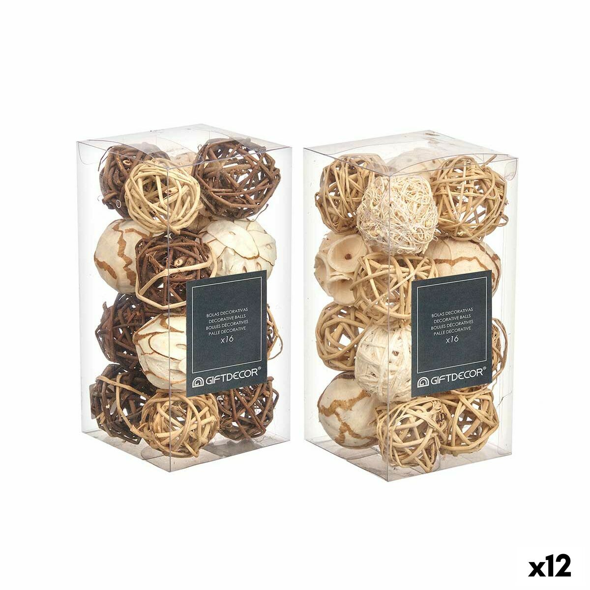 Set of Decorative Balls Biela Gaštanová (12 kusov)