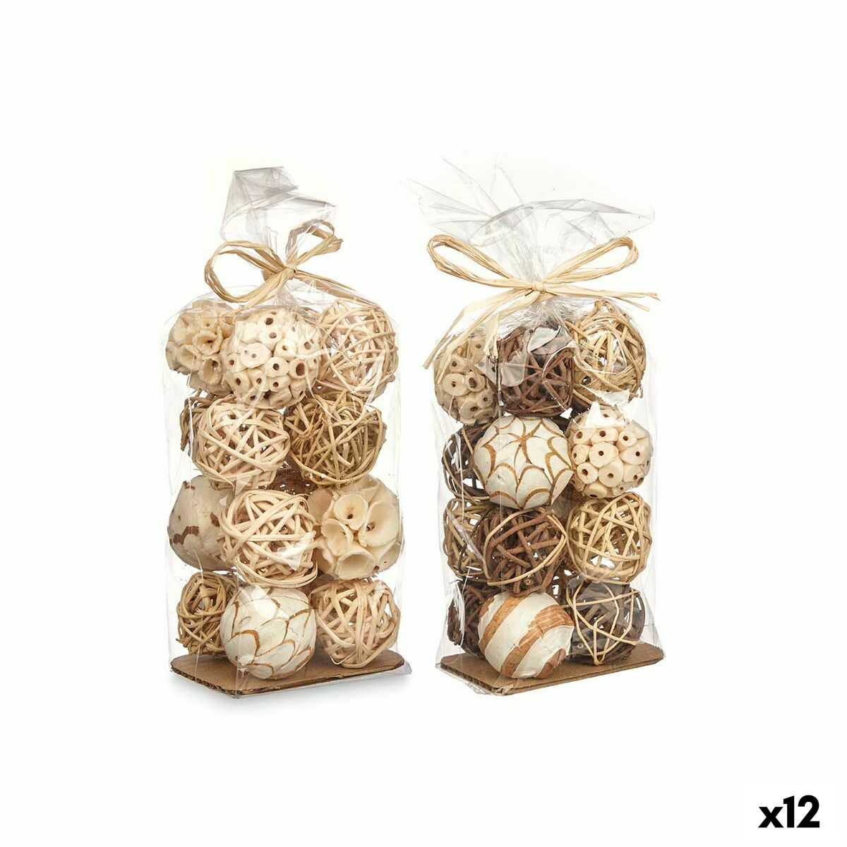 Set of Decorative Balls Biela Gaštanová (12 kusov)