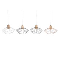 Stropné svetlo DKD Home Decor 34 x 34 x 21 cm Striebristý Čierna Sivá Ružová Kov Biela 50 W 60 W Borovica