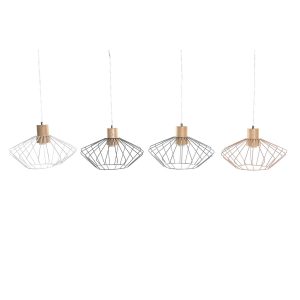 Stropné svetlo DKD Home Decor 34 x 34 x 21 cm Striebristý Čierna Sivá Ružová Kov Biela 50 W 60 W Borovica