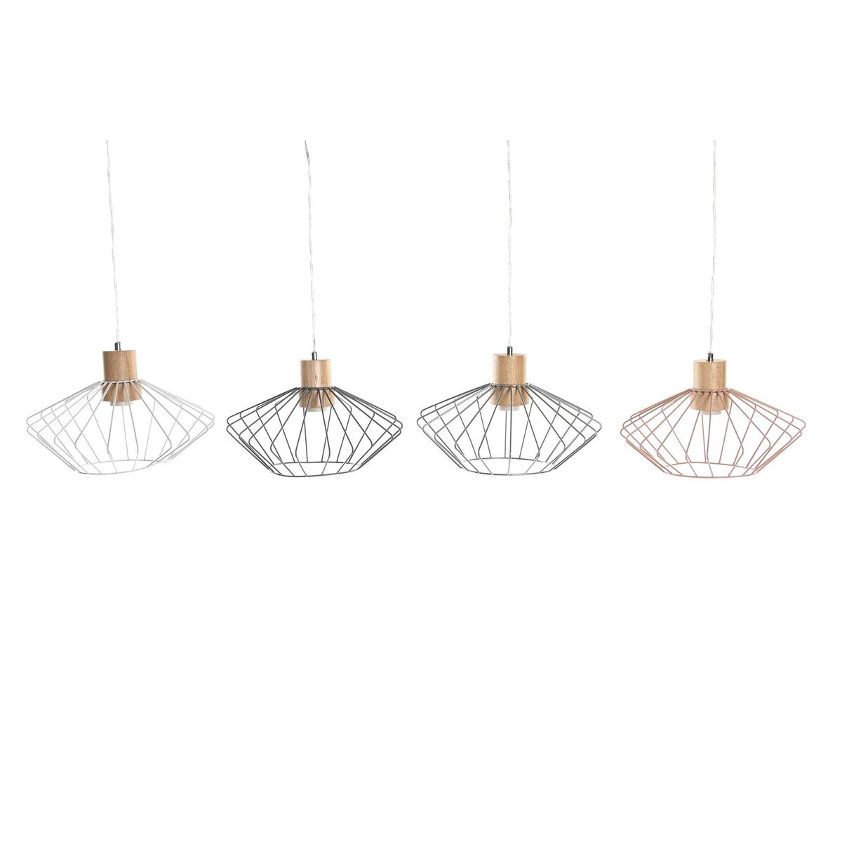 Stropné svetlo DKD Home Decor 34 x 34 x 21 cm Striebristý Čierna Sivá Ružová Kov Biela 50 W 60 W Borovica