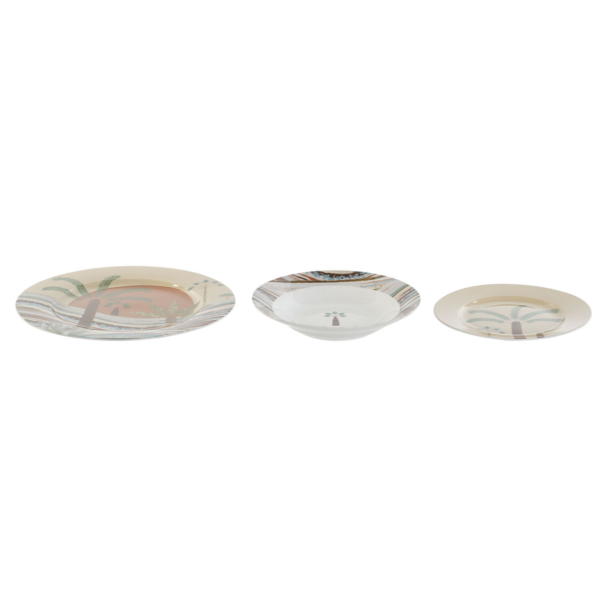 Súprava Tanierov Home ESPRIT Béžová Viacfarebná Porcelán 18 Kusy 27 x 27 x 2 cm