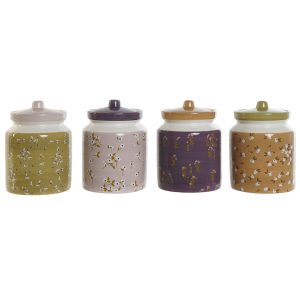 Loď DKD Home Decor zelená Ružová Horčica Fialová Dolomite Shabby Chic 1 L 12 x 12 x 16 cm (4 kusov)
