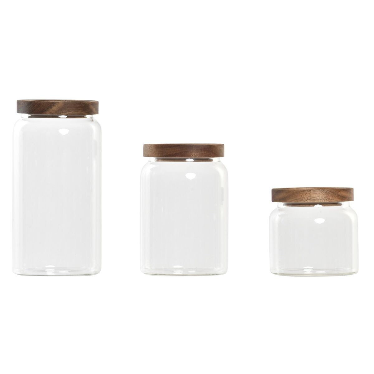 Sada 3 dóz DKD Home Decor Agátové drevo Borokremičité sklo (1 L) (400 ml) (700 ml) (3 Kusy)
