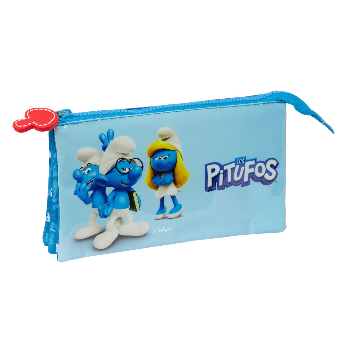 Dvojitý peračník Los Pitufos Modrá 22 x 12 x 3 cm
