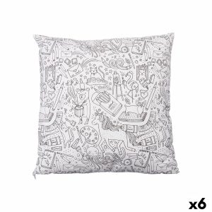 Vankúšik Biela Čierna 43 x 13 x 43 cm Na maľovanie (6 kusov)