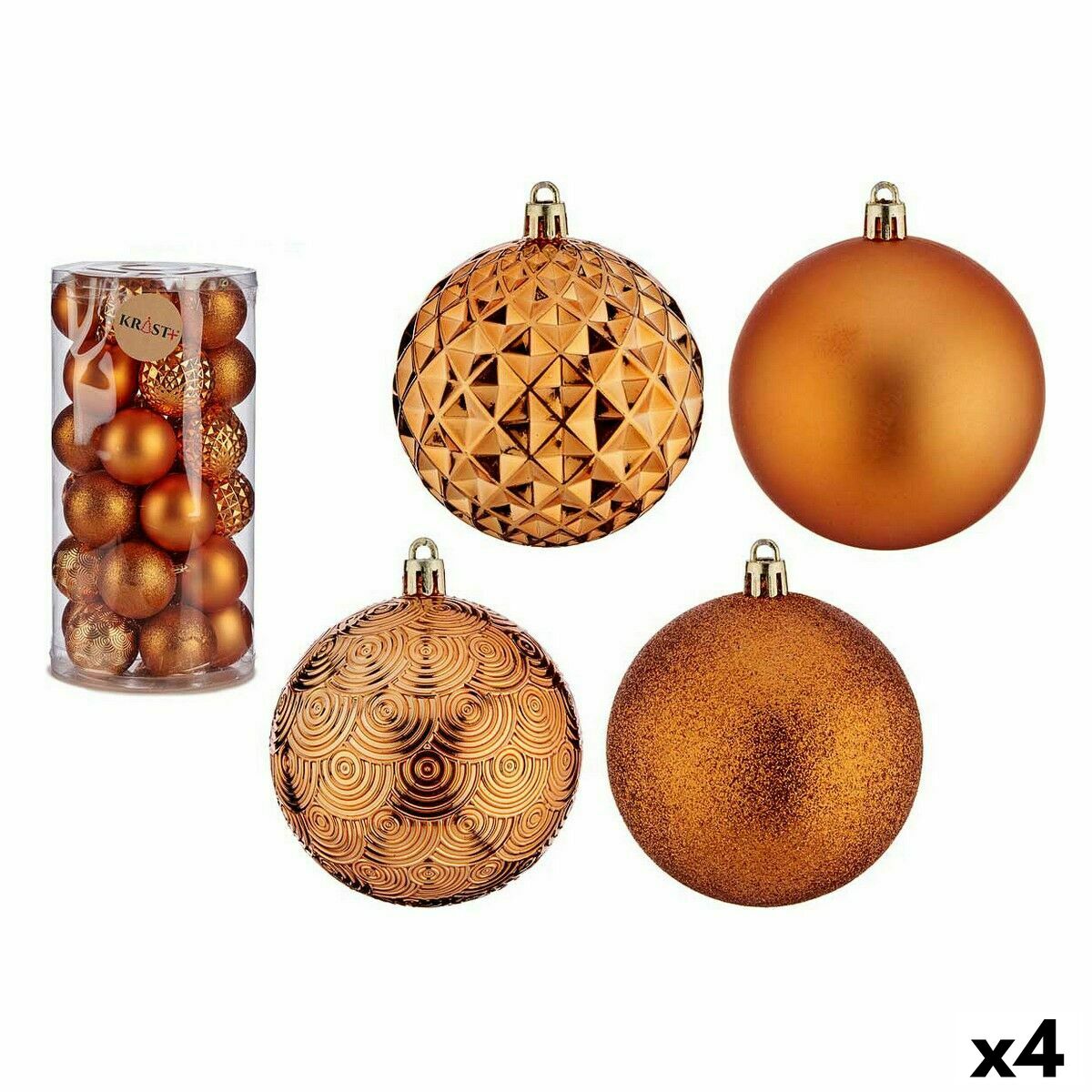 Sada vianočných gúľ 8 cm Oranžová PVC (4 kusov)