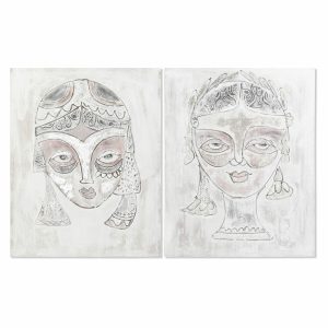 Maľba DKD Home Decor 80 x 3,7 x 100 cm Tvár Koloniálny štýl (2 kusov)