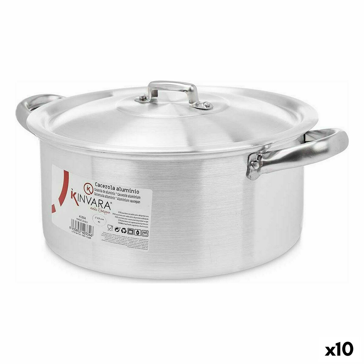 Kastról s pokrievkou Striebristý Aluminium 4 L 24 x 13 x 31 cm (10 kusov)
