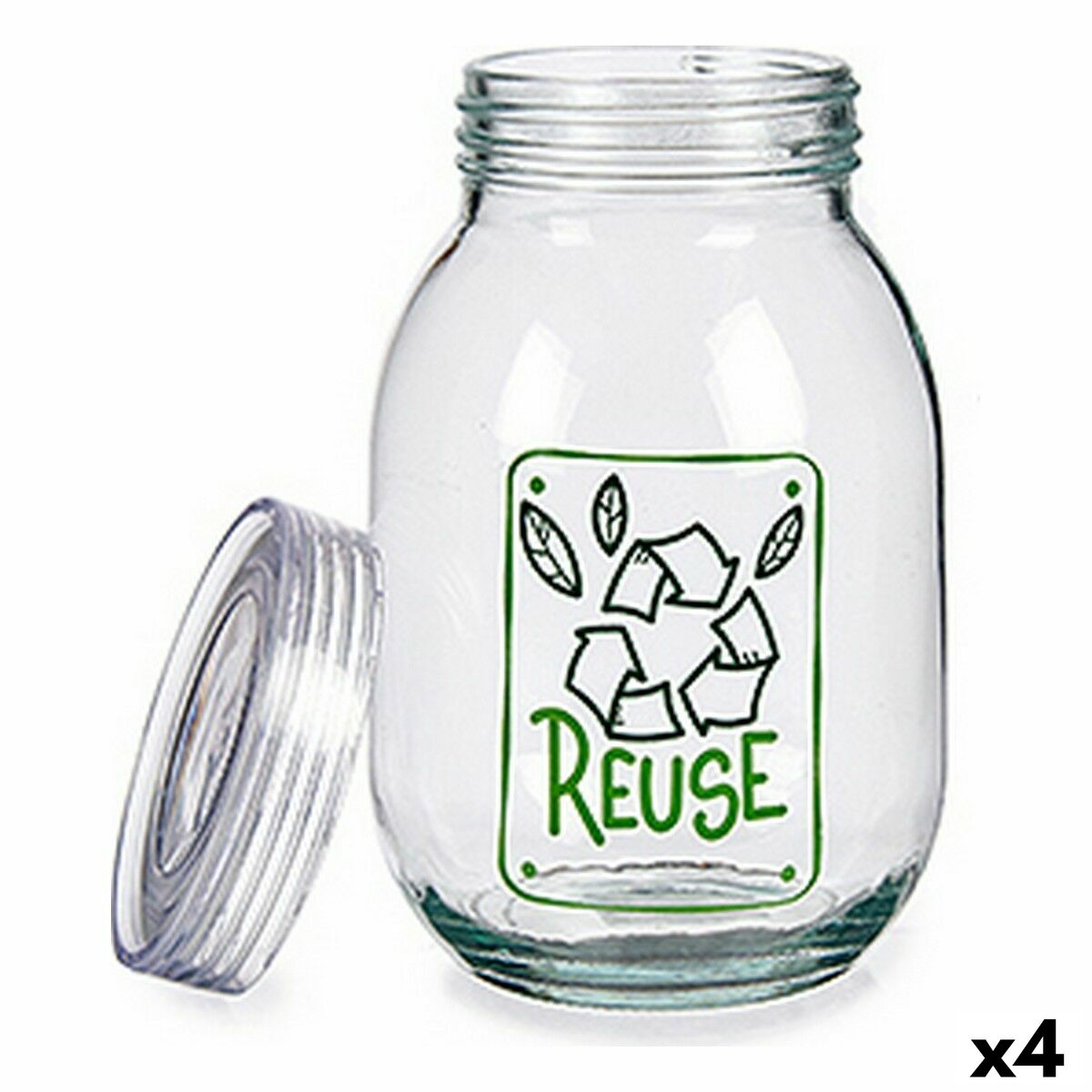 Loď Reuse Sklo Transparentná 1,8 L 13 x 20,8 x 13 cm (4 kusov)