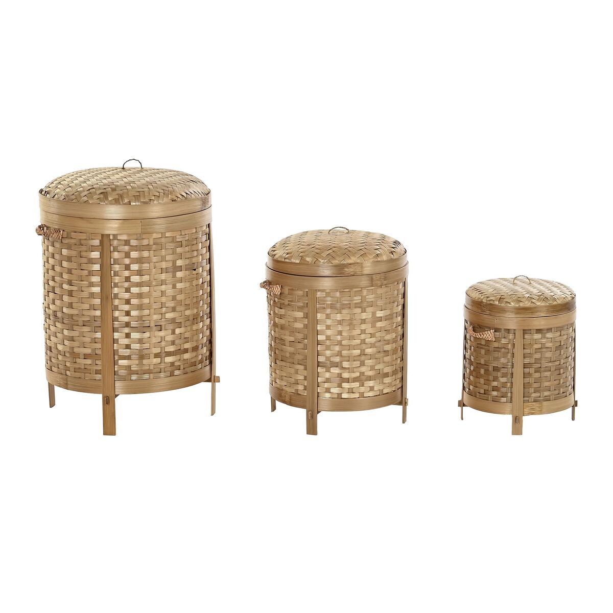 Súprava košíkov DKD Home Decor Prírodná 31 x 31 x 44 cm Bambus Boho