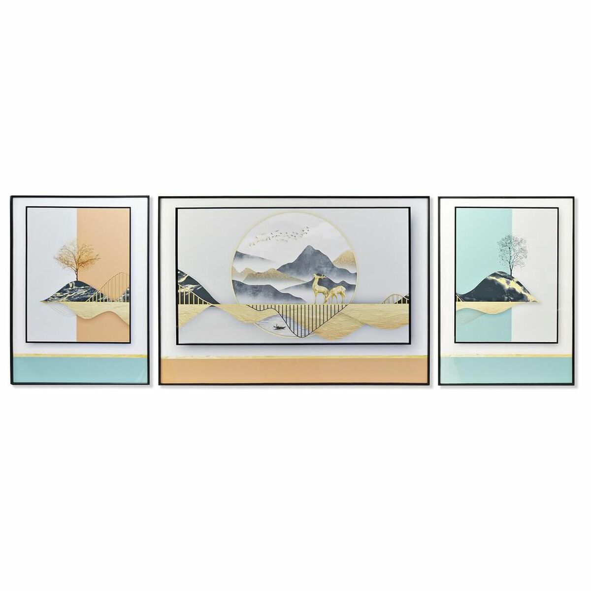 súprava 3 obrazov DKD Home Decor Hora Moderný (200 x 3 x 70 cm)