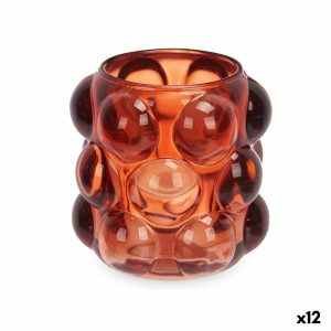 Svietnik Mikrosféra Oranžová Sklo 8,4 x 9 x 8,4 cm (12 kusov)