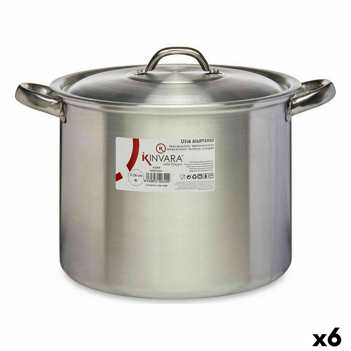 Hrniec s pokrievkou Ø 24 cm Striebristý Aluminium (6 kusov)