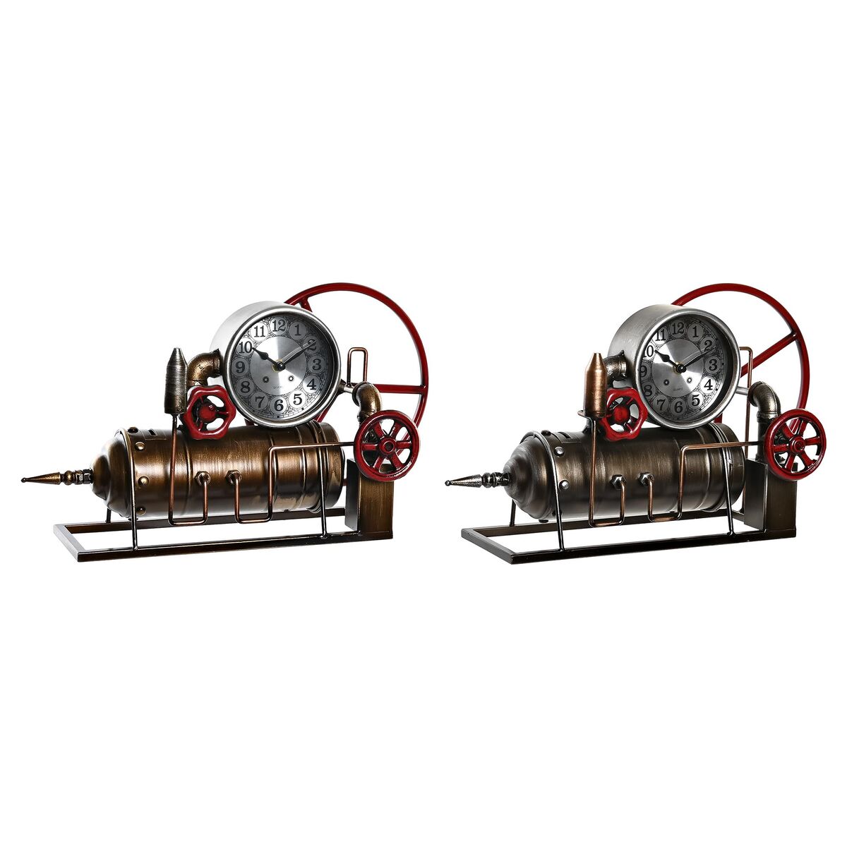 Stolné hodiny DKD Home Decor Červená Medený Zlatá Železo Vintage Vodovodná batéria 47 x 16 x 26 cm (2 kusov)