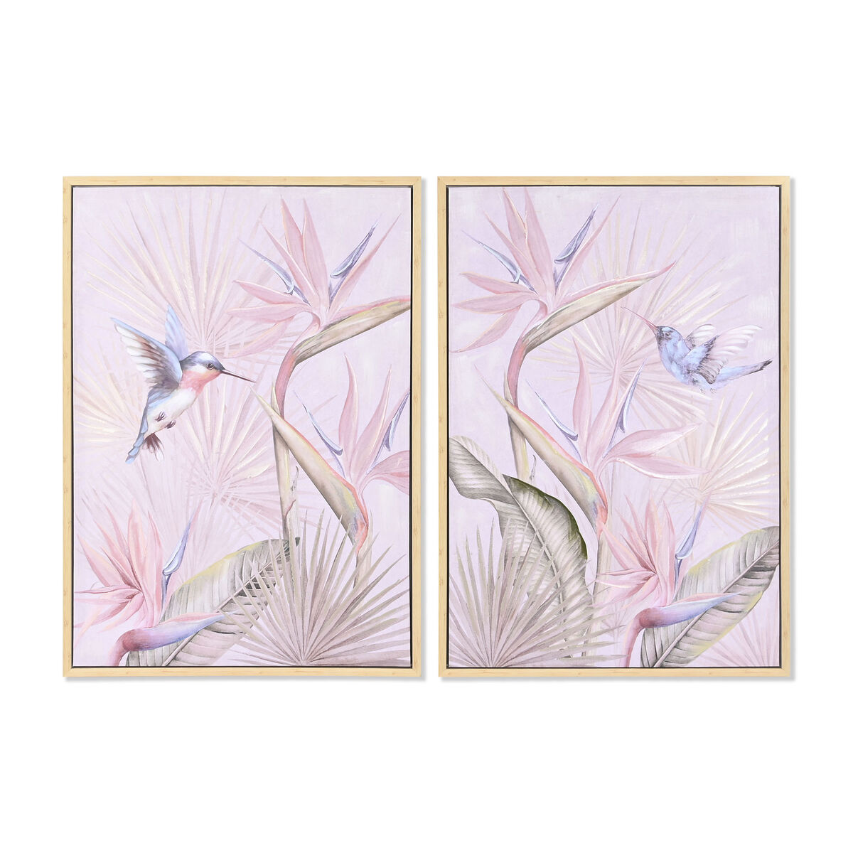 Maľba DKD Home Decor 70 x 3,7 x 100 cm Tropické (2 kusov)