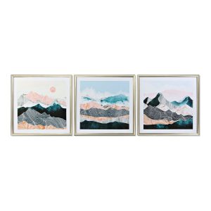 Maľba DKD Home Decor Orientálny Hora 70 x 4 x 70 cm (3 Kusy)