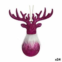 Vianočná ozdoba Sob Fuchsiová Plastické Trblietky 13,5 x 15,5 x 7 cm (24 kusov)