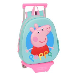 Školská taška na kolieskach Peppa Pig Tyrkysový (27 x 32 x 10 cm)