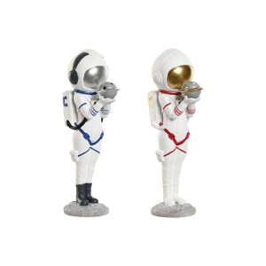 Dekoratívne postava Home ESPRIT Modrá Biela Červená Zlatá Dáma Astronaut 11 x 7 x 25 cm (2 kusov)