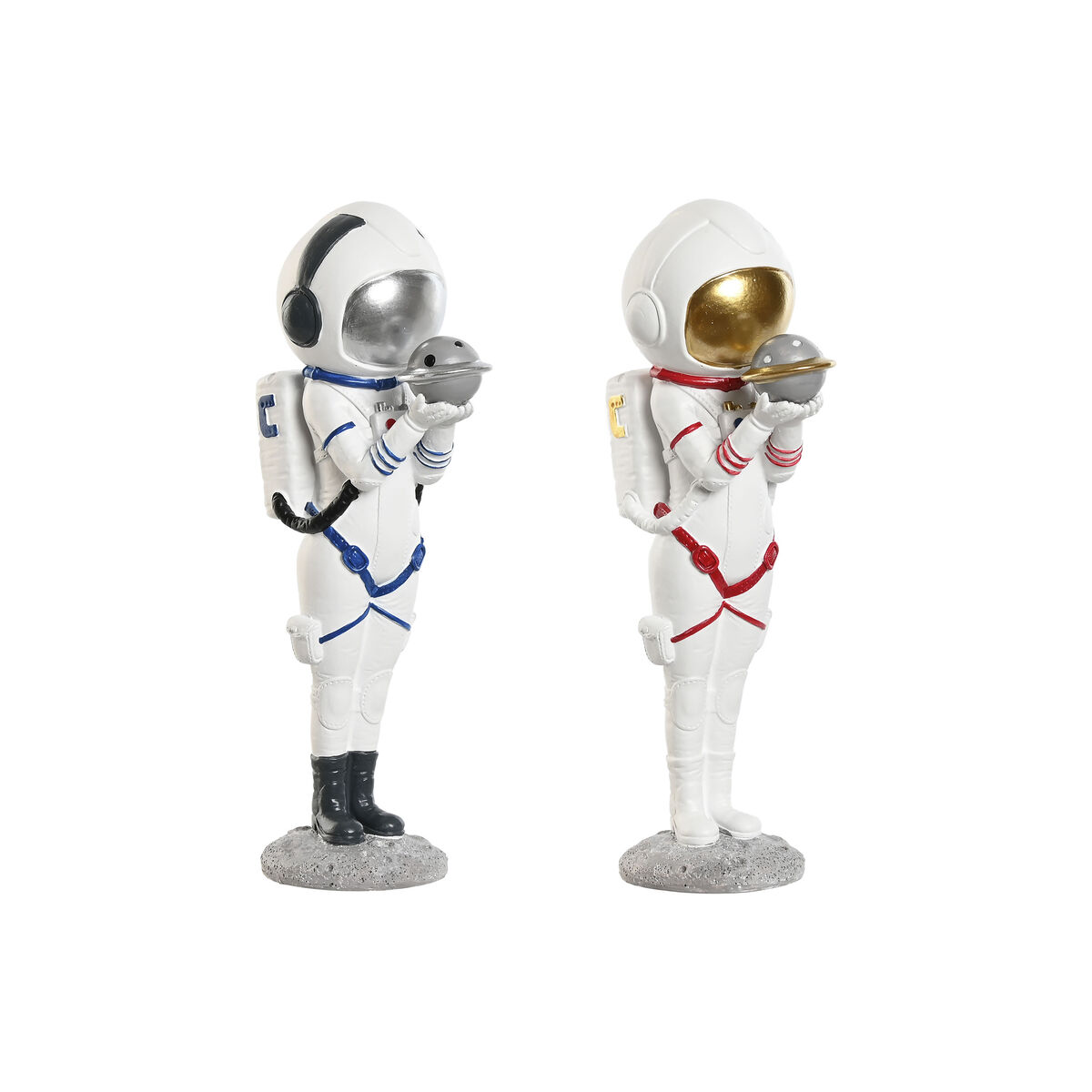 Dekoratívne postava Home ESPRIT Modrá Biela Červená Zlatá Dáma Astronaut 11 x 7 x 25 cm (2 kusov)