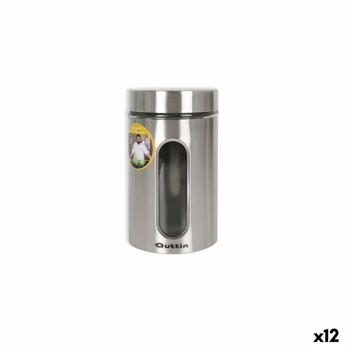 Pohár Quttin Transparentná Striebristý Sklo Oceľ 1 L 10 x 10 x 17,5 cm (12 kusov)