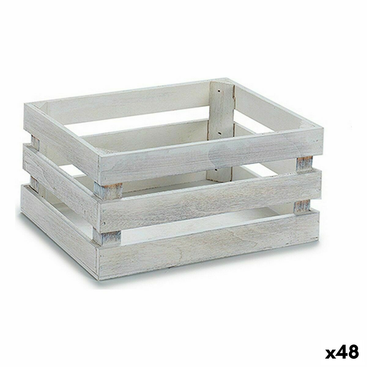 Ozdobná krabica Biela Sezamové drevo 22 x 9 x 13 cm (48 kusov)