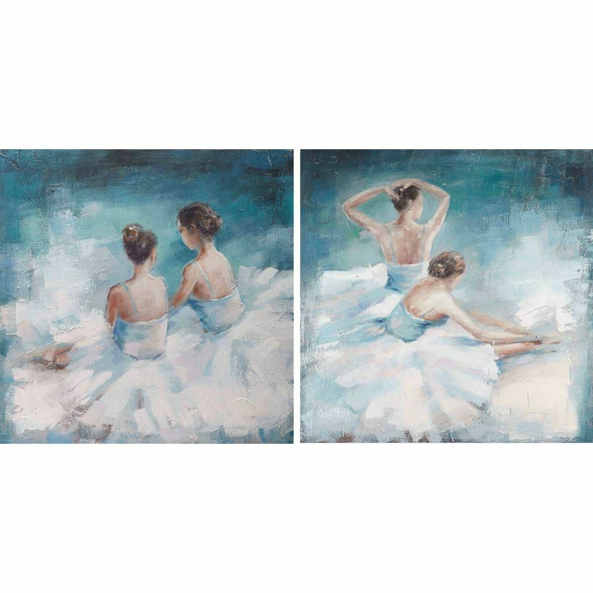 Maľba DKD Home Decor 100 x 3,5 x 100 cm Tanečnica baletu Romantický (2 kusov)
